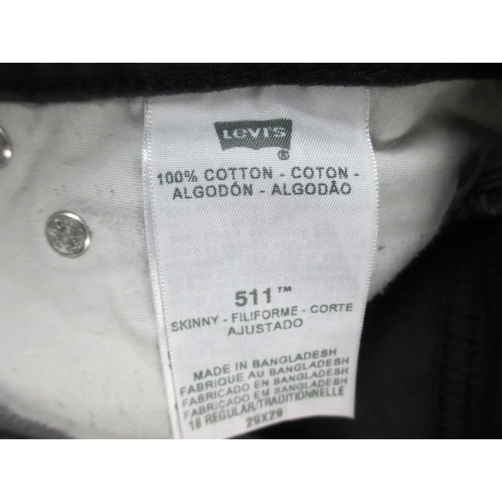 Levi's 511 Pants Boys 18 Regular Gray Denim Jeans Skinny Pockets Youth Kid 29X29